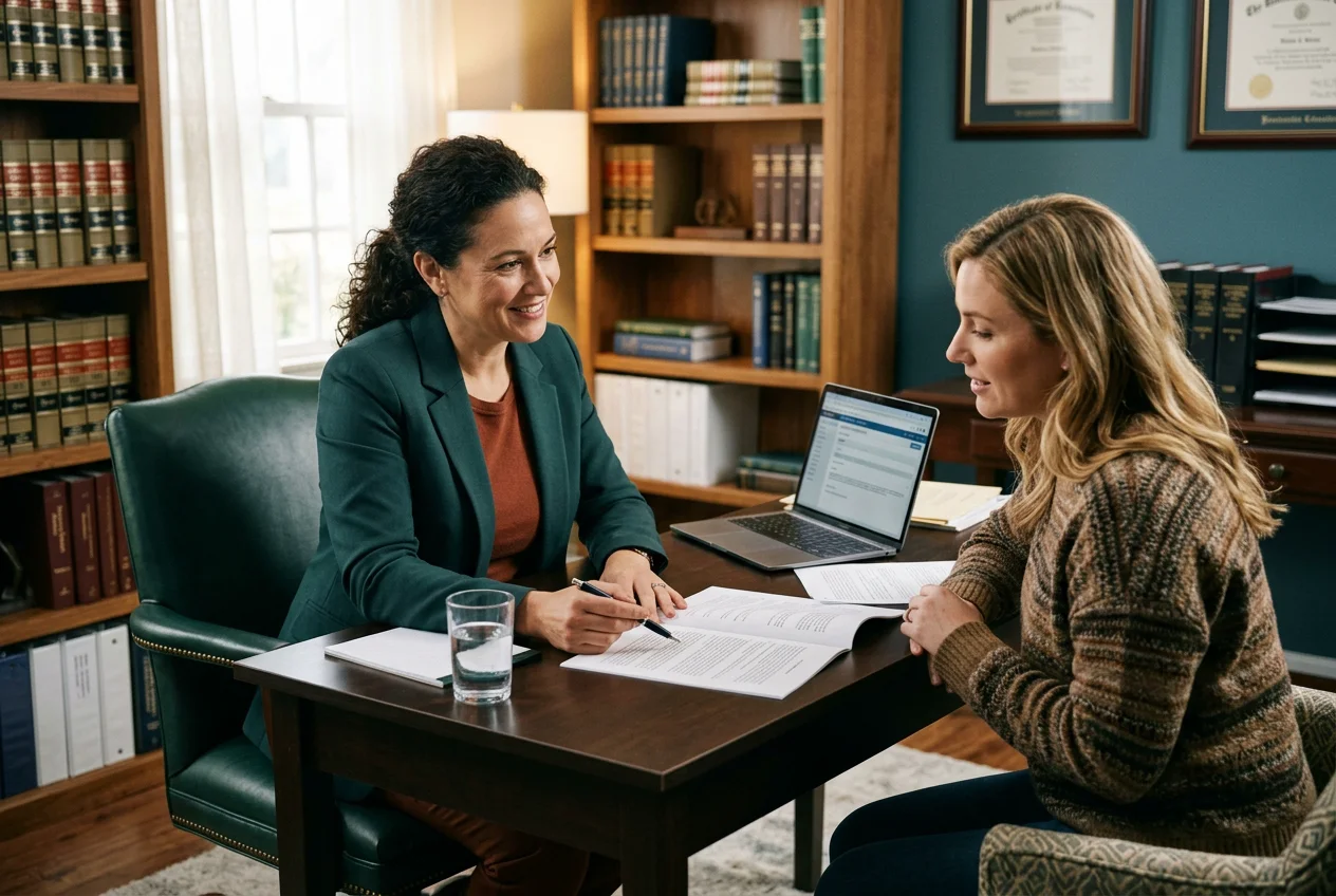 Sozialrechts-Anwalt finden: Anwältin berät Klientin zu Jobcenter Widerspruch und Beratungshilfe